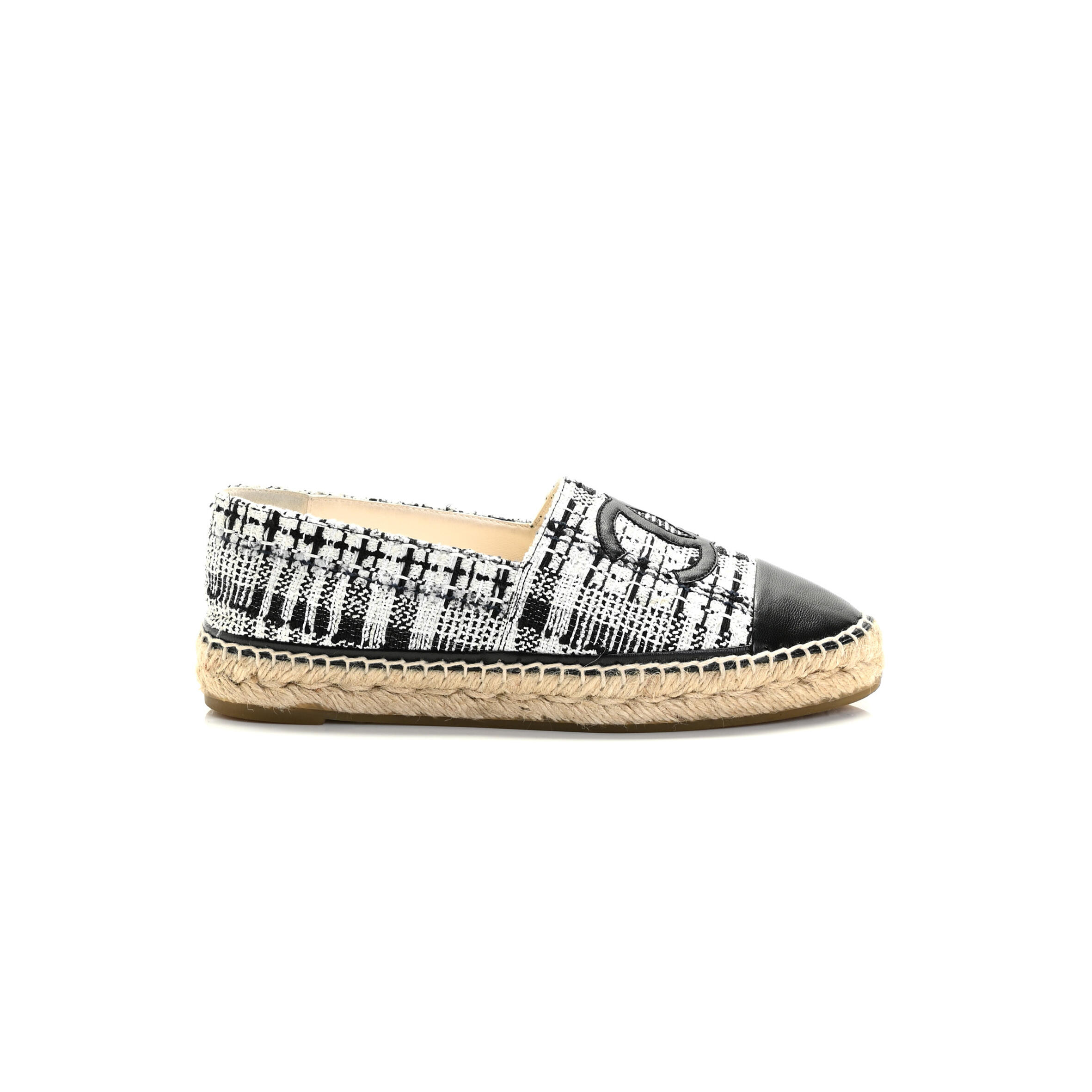 Ch*el tweed cc espadrilles black white g29762